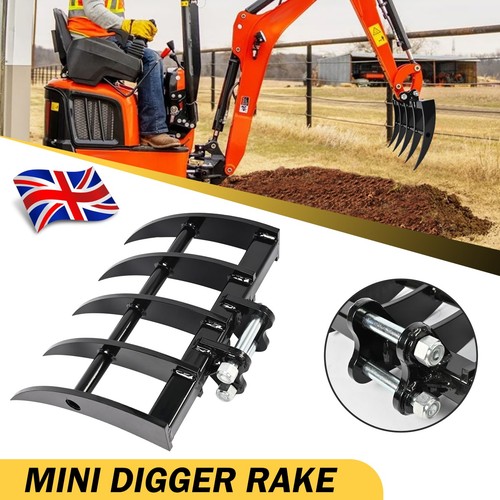 Mini digger rake - rake, attachments