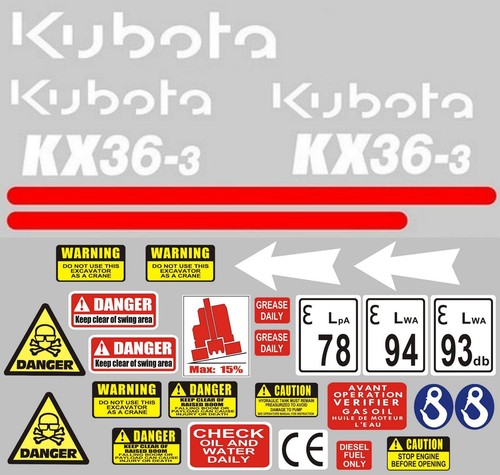 Decal sticker set kubota - set.,